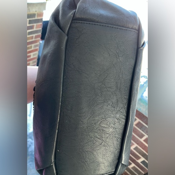 Braided Corset-Style Black Leather Red Interior Handbag Gunmetal Hardware (EUC) - Picture 6 of 8